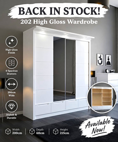 High gloss white mirrored - gloss,