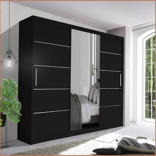 Sliding wardrobe with - sliding, mirror