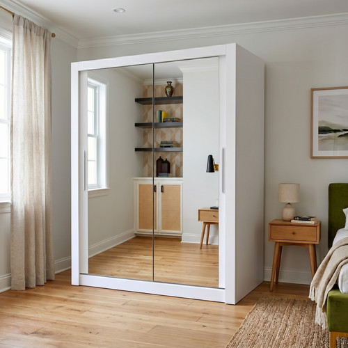Mirrored sliding door wardrobe - mirrored,
